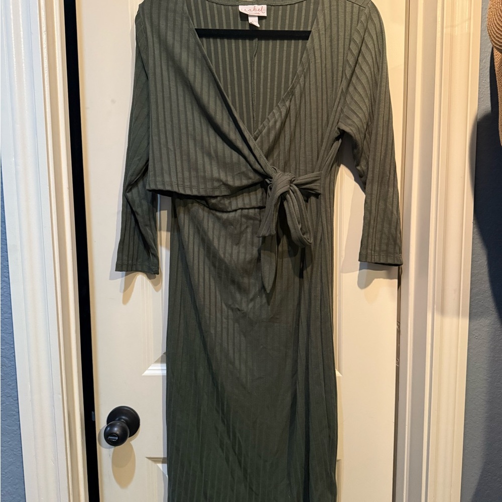 Lush Forest Green Long Sleeve Wrap Maternity Dress